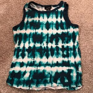 Green tie-dyed tank top